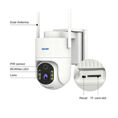 ESCAM QFS71 4G 3MP IP66 Wireless Security Camera System with Solar Panel, European Version, American Version