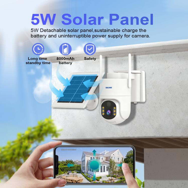 ESCAM QFS71 4G 3MP IP66 Wireless Security Camera System with Solar Panel, European Version, American Version