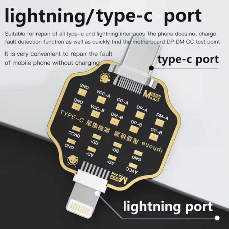 MaAnt Non-Remove Phone Tail Plug Charging Fault Test Board for iPhone / Android, MaAnt Tail Plug Test Board