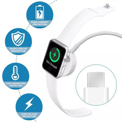 xDfind For Apple Watch Smart Watch Silicone Charging Holder and Type-C Charger Set, Silicone+Type-C (White), Silicone+Type-C (Black)
