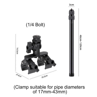 Universal Action Camera Bicycle Handlebar Double-Crab Clamp, With Adapter & Screw, Single Clamp, With Extension Rod & Adapter & Screw, With Extension Rod