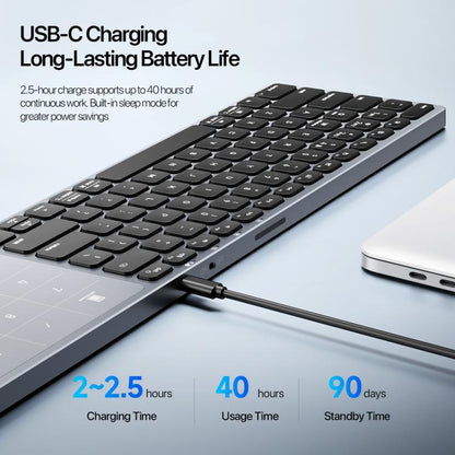 DUX DUCIS LK Pro Series Universal Dual-Mode Aluminum Alloy Wireless Keyboard With Touch Digital Panel, LK Pro Series