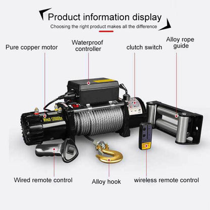 Manual Operation Wireless Remote Control Dual Use Car Electric Winch, 12V 3000 Lbs, 12V 3500 Lbs, 12V 4000 Lbs, 12V 4500 Lbs, 24V 3000 Lbs, 24V 3500 Lbs, 24V 4000 Lbs, 24V 4500 Lbs