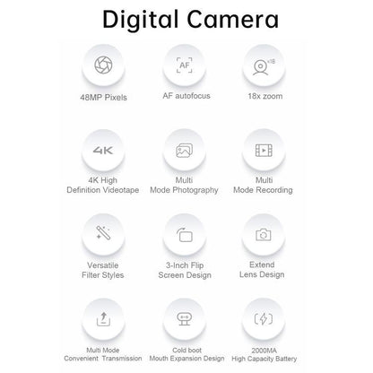 DX9 48MP 4K 3 inch HD LCD Flip Screen Retro Style CCD Mirrorless Digital Camera