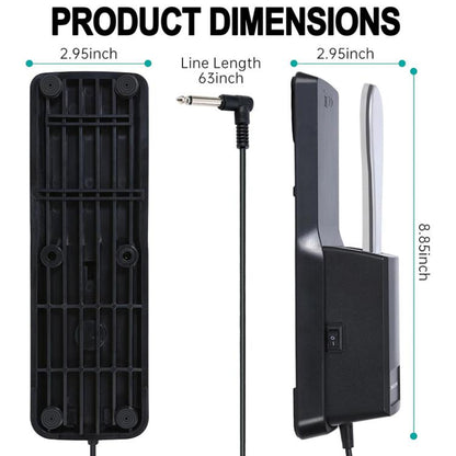 6.35mm Connector Piano Sustain Pedal MIDI Synthesizer Pedal, Cable Length: 1.85m, Cable Length: 1.85m