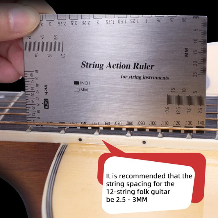 Stainless Steel Guitar String Action Ruler Gauge