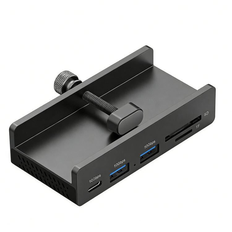 HCL-1071 7-port Type-C 3.2 Clamp Clamp Docking Station HUB with Type-C to Type-C Cable, HCL-1071-BK, HCL-1071-SV