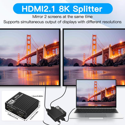 H12 8K 60Hz 1 In 2 Out Ultra HD HDMI Video Splitter, H12
