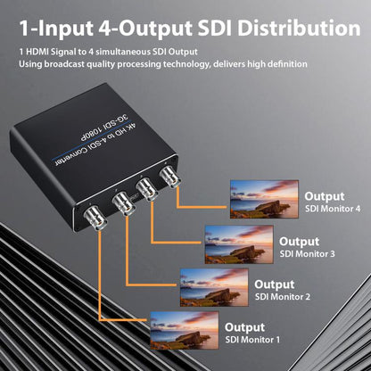 NK-814 4K HDMI Input to 4-SDI Output Converter, 4-SDI