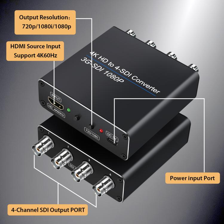 NK-814 4K HDMI Input to 4-SDI Output Converter, 4-SDI