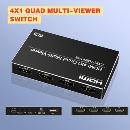 NK-BT41 4K 4 In 1 Out HDMI Quad Multi-Viewer Video Switcher With Remote Control, NK-BT41