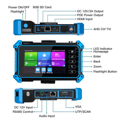 IPC-5100 Plus 4K Network Coaxial Simulation Engineering Video Surveillance Tester, US Plug, EU Plug, UK Plug, AU Plug