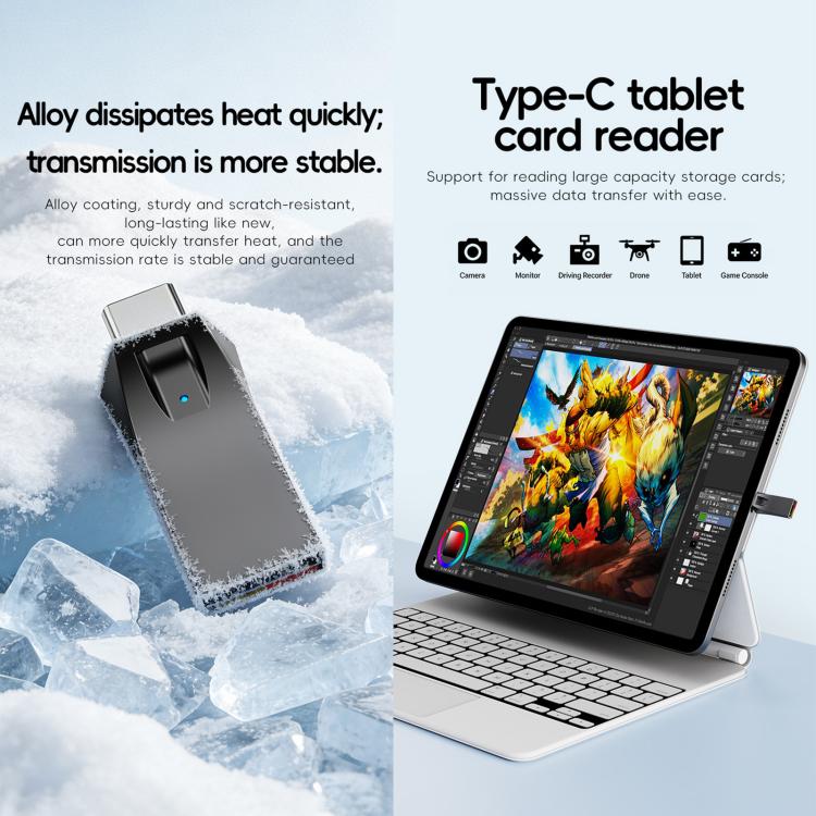 Mini Type-C Interface SD Card Reader Adapter, Not Support TF Card