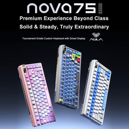 AULA nova75 Smart Display Tri-Mode RGB Customizable Gaming Mechanical Keyboard