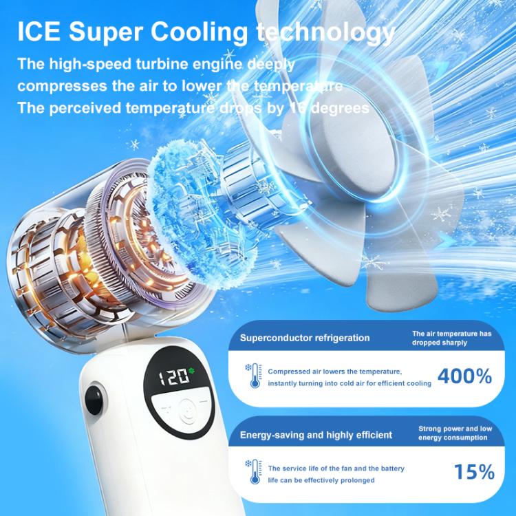 S-11 Apply Ice Neckband Handheld Foldable Fan with LED Display