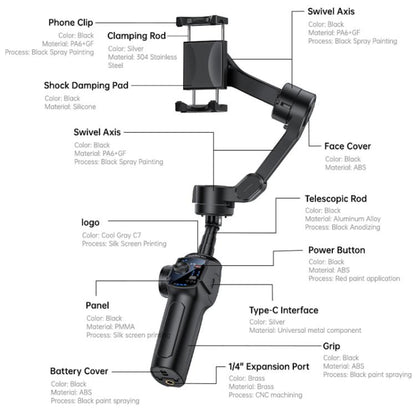 Yesido SF32 Pro Telescopic 3-Axis Gimbal Selfie Stick with AI Module, SF32 Pro