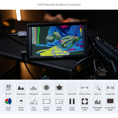 FEELWORLD S55E 5.5 Inch DSLR Camera Field Video Monitor FHD IPS Support 4K HDMI Input Output Tilt Arm Power Output