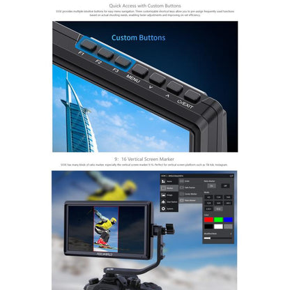FEELWORLD S55E 5.5 Inch DSLR Camera Field Video Monitor FHD IPS Support 4K HDMI Input Output Tilt Arm Power Output