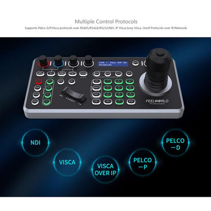 FEELWORLD KBC20N NDI PTZ Camera Controller Joystick Keyboard Control Multiple Control Protocol PoE Supported, EU Plug, US Plug, UK Plug, AU Plug