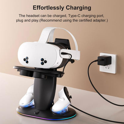 WG68 RGB Lighting VR Fast Charging Display Stand, US Plug, For Meta Quest 2 / 3 / 3S