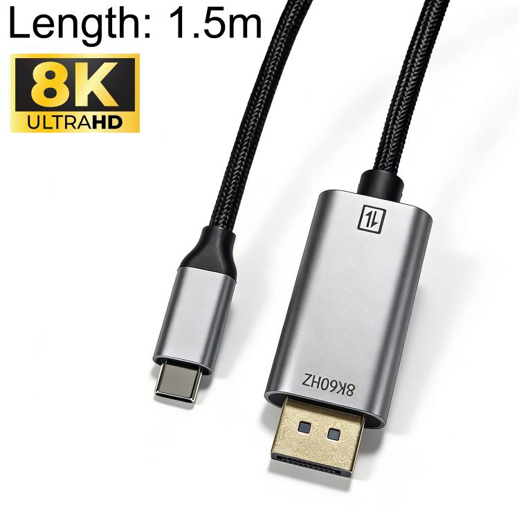 Type-C to DisplayPort 1.4 Ultra HD 8K Video Adapter Braided Cable, 1m, 2m, 1m 8K Bidirectional, 1.5m 8K Bidirectional, 2m 8K Bidirectional, 3m 8K Bidirectional