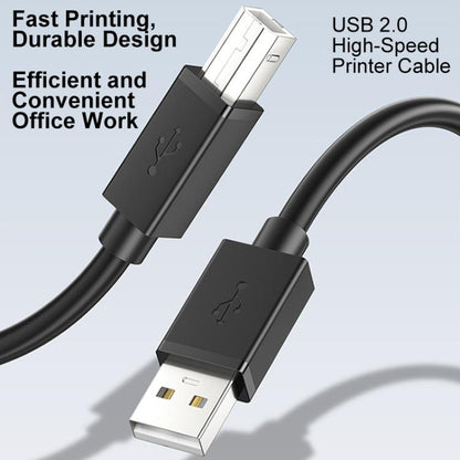 USB 2.0 High-Speed USB-A to USB-B Printer Cable For Scanners, Desktop Printers, and Digital Devices, 0.5m, 1m, 1.5m, 2m, 3m, 5m, 8m, 10m