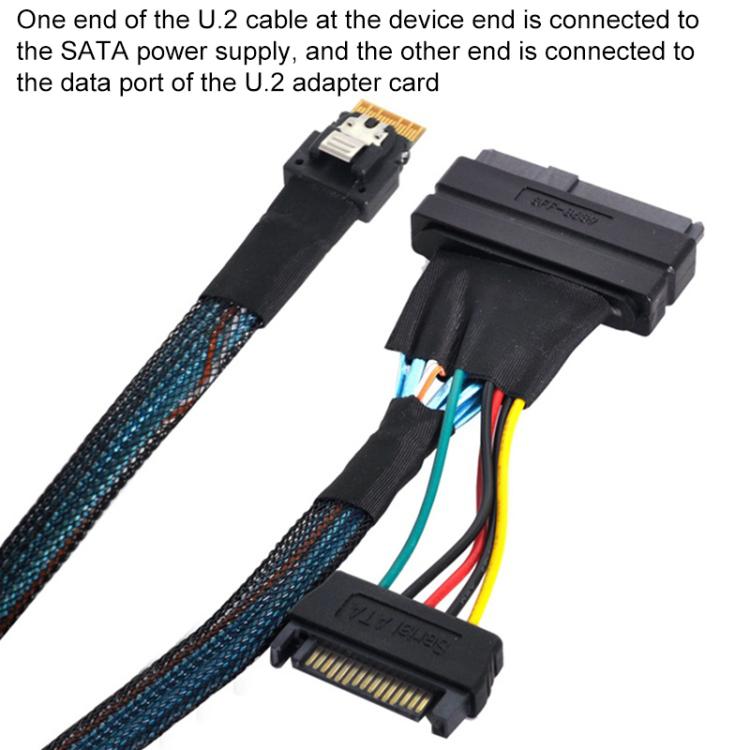 WG195 SFF-8654SlimSAS to SFF8639U.2 Hard Drive Data Transfer Adapter Cable NVMEPCIE4.0, 0.5m, 0.7m