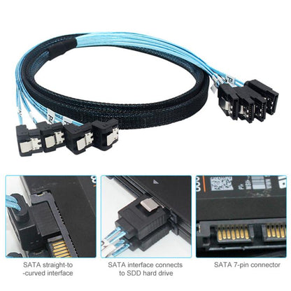 WG174 4 x SATA Straight Head to 4 x SATA Elbow 6Gbps Cable, 0.5m, 1m