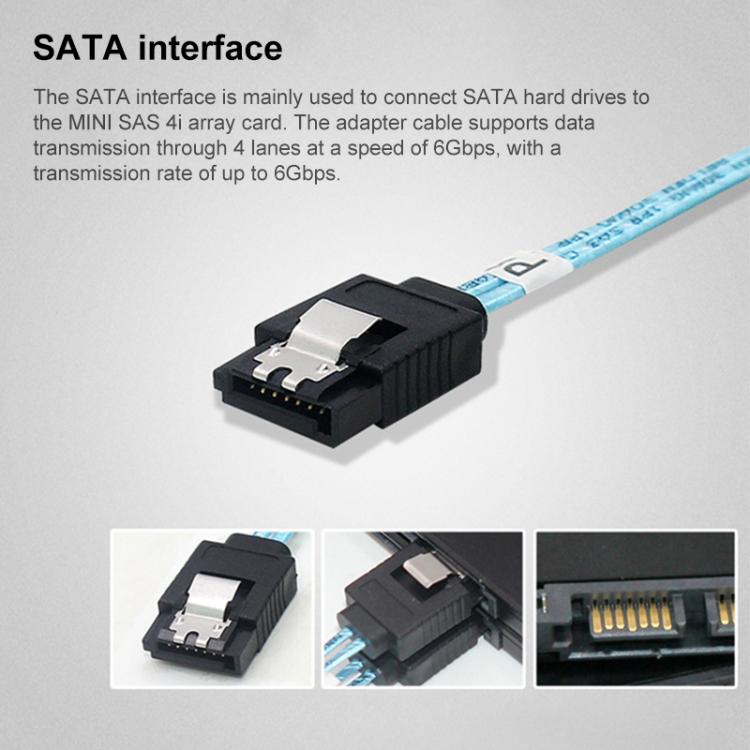 WG174 4 x SATA Straight Head to 4 x SATA Elbow 6Gbps Cable, 0.5m, 1m