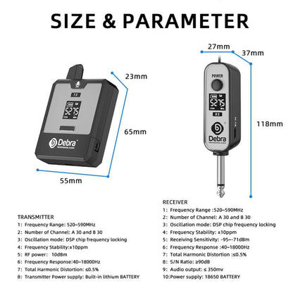 DEBRA DT-01 Ear-worn UHF Wireless Microphone System 1 TX & 1 RX, DT-01