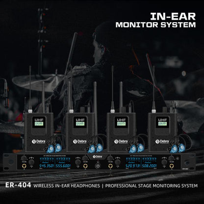 DEBRA ER-404 Professional Stage Monitoring System 4-in-1 Wireless In-Ear Headphones, US Plug, EU Plug, AU Plug, UK Plug