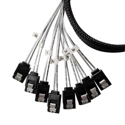 WG192 Slimline SAS4.0 SFF-8654 8i to SATAx8 Server Hard Drive High-Speed ??Adapter Cable, 0.5m Elbow