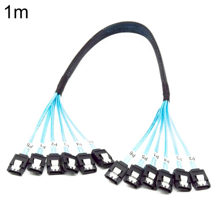 WG214 Six-Head SATA 3.0 High-Speed Hard Drive Data Cable, 0.5m, 1m