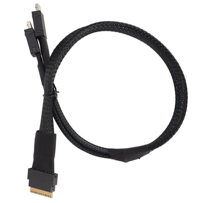 Slim SAS SFF-8654 8i to Dual Oculink SFF-8611 4i Server High-Speed Data Transfer Connection Cable, 0.5m