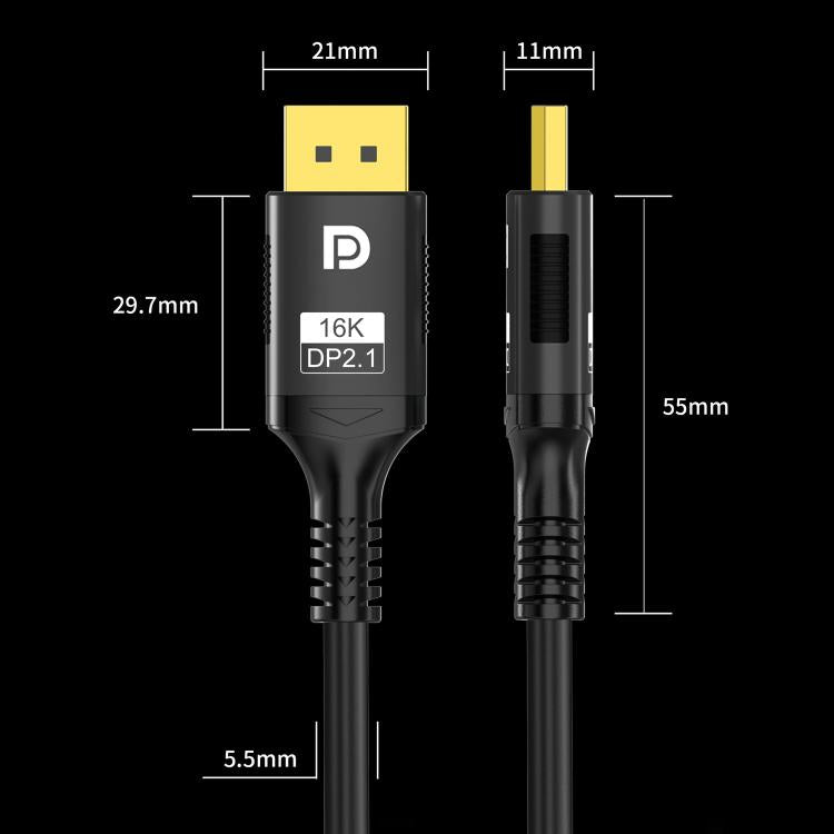 WG231 16K 60Hz DisplayPort 2.1 Male to DisplayPort 2.1 Male HD Adapter Cable, 1m, 2m, 3m