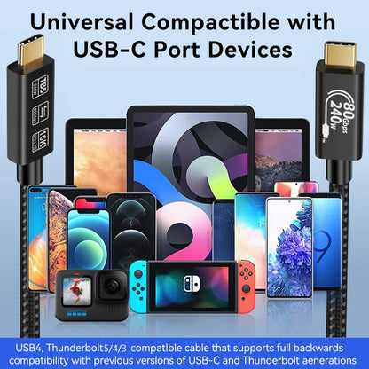 WG240 USB/Type-C to Type-C Thunderbolt 5 240W 240Gbps Data Fast Charging Cable, WG240
