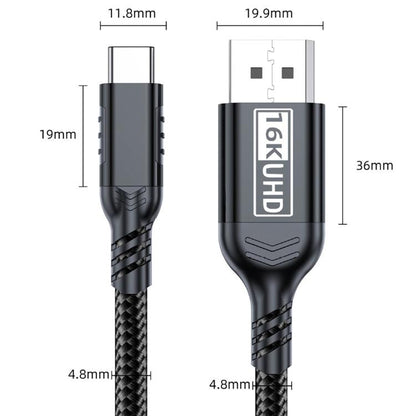 WG226 16K Ultra HD Type-C to DP 2.1 Display Cable Thunderbolt Adapter Cable with Logo, 1.5m, 1.8m