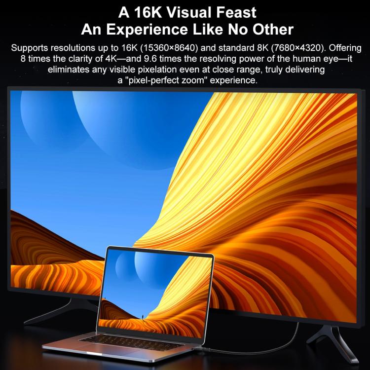 WG226 16K Ultra HD Type-C to DP 2.1 Display Cable Thunderbolt Adapter Cable No Logo, 1.5m No Logo, 1.8m No Logo