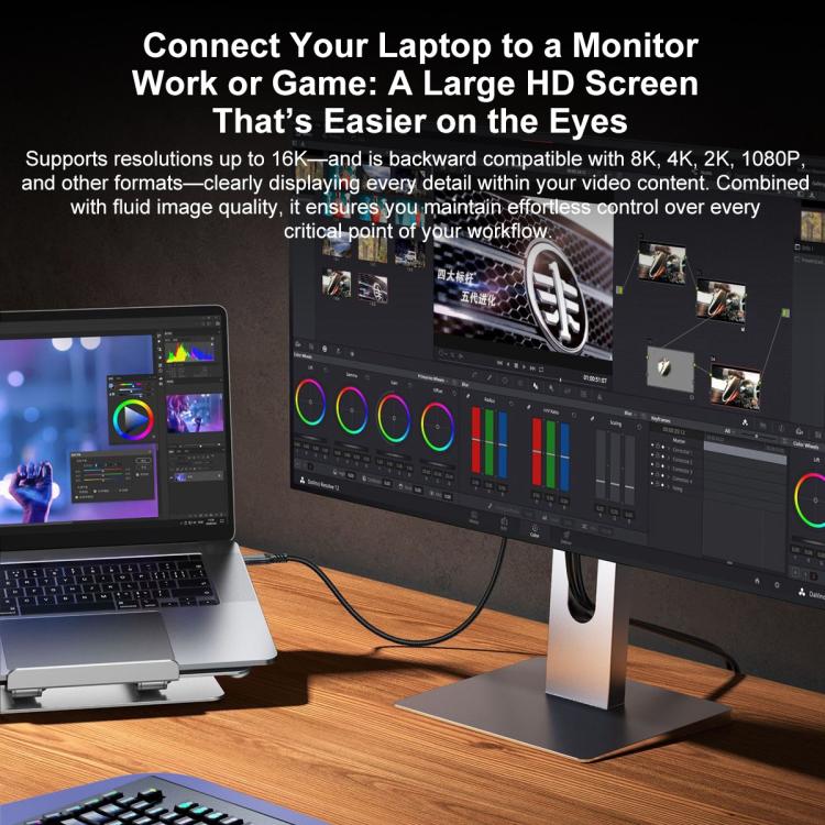 WG226 16K Ultra HD Type-C to DP 2.1 Display Cable Thunderbolt Adapter Cable No Logo, 1.5m No Logo, 1.8m No Logo