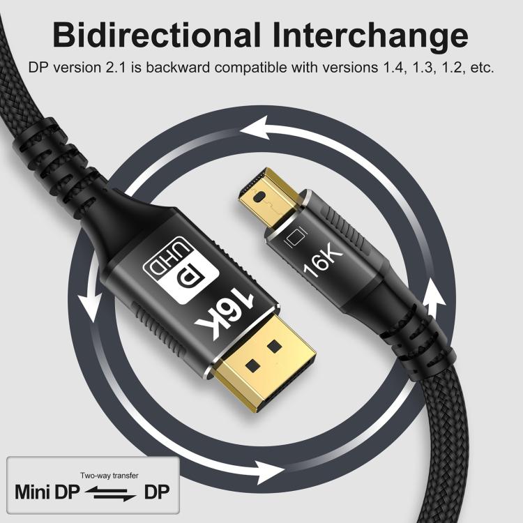 WG233 Mini DP to DP1.4 16K HD Video Adapter Cable, 16K-1m, 16K-2m, 16K-3m