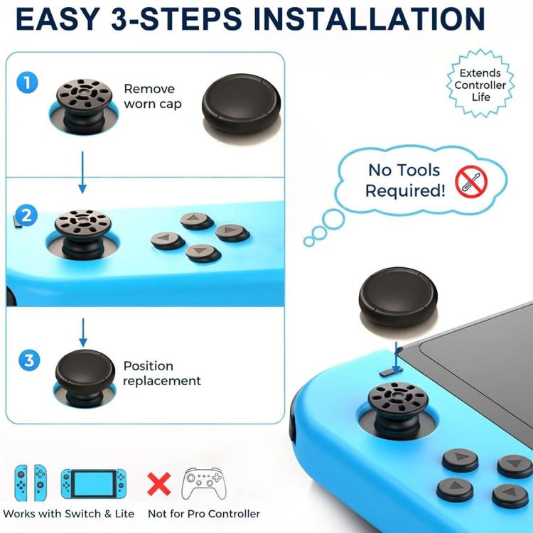 XDcase 8pcs Joystick Controller Replacement Thumb Grip Cap for Switch / Switch Lite / Switch OLED