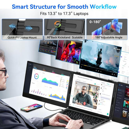 Blackview DCM6 Pro 14 inch Dual Screen Portable Laptop Extension Monitor with Stand, DCM6 Pro