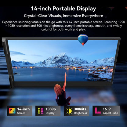 Blackview SCM6 14 inch Portable Laptop Ultra-thin LCD Monitor Screen Extender with Stand, SCM6