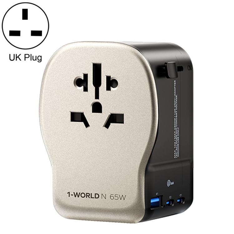 MOMAX UA35 1-World N 65W Three-Port GaN Universal Travel Adapter, AU Plug, EU Plug, UK Plug, US Plug