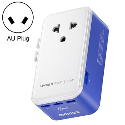 MOMAX UA36 1-World Pocket 70W 4-Port Ultra-Thin GaN Universal Travel Adapter, AU Plug, EU Plug, UK Plug, US Plug