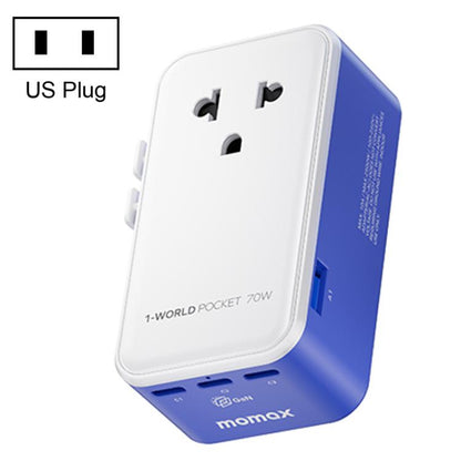 MOMAX UA36 1-World Pocket 70W 4-Port Ultra-Thin GaN Universal Travel Adapter, AU Plug, EU Plug, UK Plug, US Plug