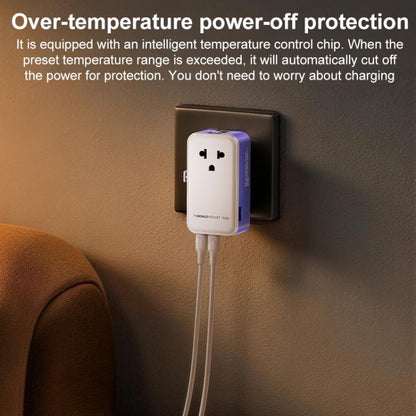 MOMAX UA36 1-World Pocket 70W 4-Port Ultra-Thin GaN Universal Travel Adapter, AU Plug, EU Plug, UK Plug, US Plug