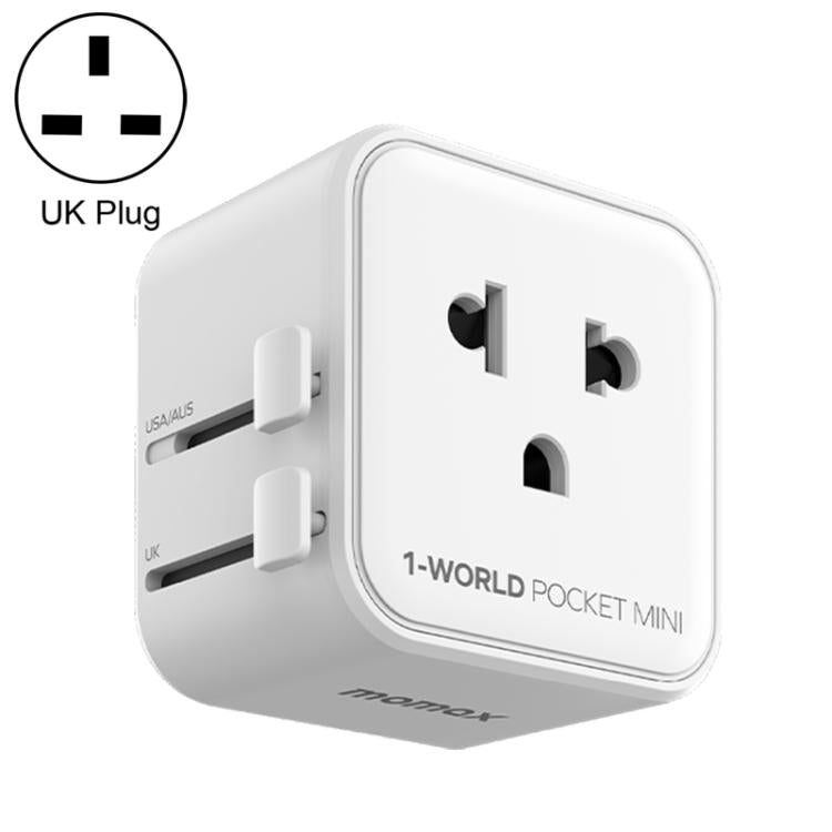 MOMAX UA37 1-World Pocket Mini Ultra-thin Universal Travel Adapter, AU Plug, EU Plug, UK Plug, US Plug