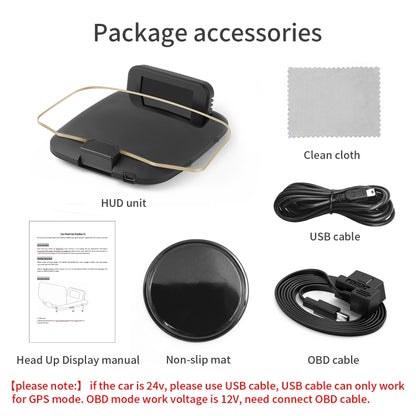 C1 OBD2 + GPS Mode Car HUD Head-up Display Compass / Speed / Water Temperature / Voltage Display / Speed Alarm / Fault Alarm, C1 Without Navigation Function