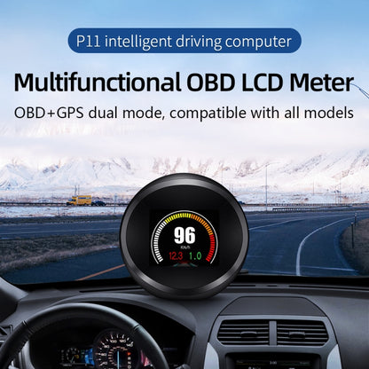 P11 OBD2 + GPS Mode Car HUD Head-up Display Water Temperature / Vehicle Speed / Voltage / Fuel Consumption Display, Speed Alarm, P11